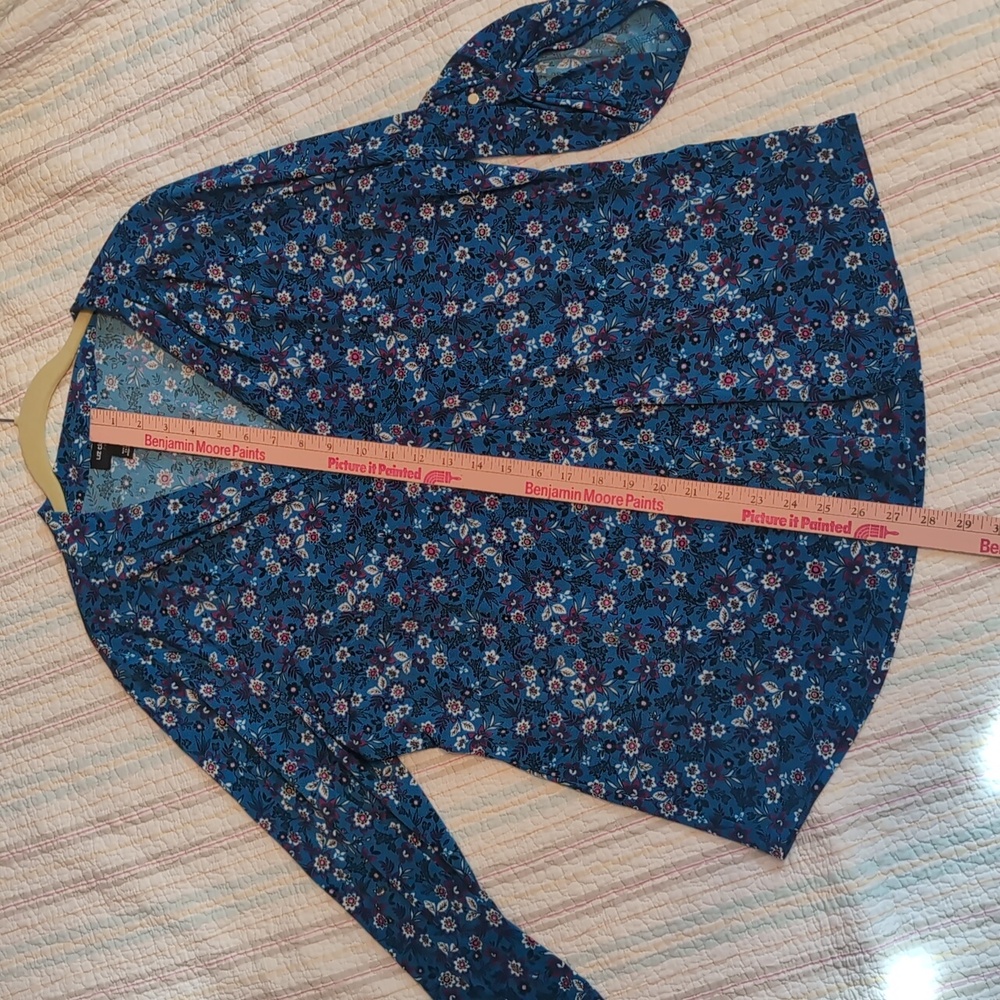 Liz Claiborne Blue/Aqua For Floral Blouse - Picture 4 of 10